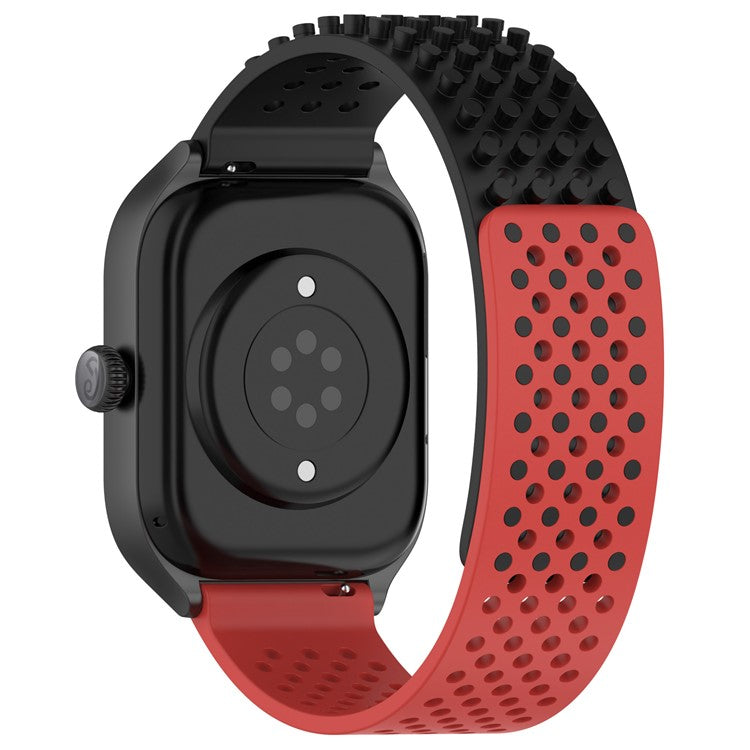KALEBOL 20mm Silicone Strap for Samsung Galaxy Watch6 Classic 47mm / 43mm / Huawei Watch GT 3 Pro 43mm Flat Push Type Watch Band - Black+Red