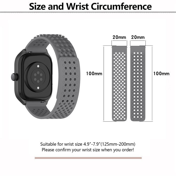 KALEBOL 20mm Silicone Strap for Samsung Galaxy Watch6 Classic 47mm / 43mm / Huawei Watch GT 3 Pro 43mm Flat Push Type Watch Band - White