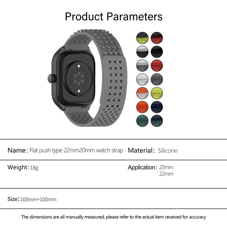 KALEBOL 22mm Silicone Strap for Samsung Galaxy Watch3 45mm / Huawei Watch GT 5 46mm / GT 5 Pro 46mm Flat Push Type Watch Band - Red