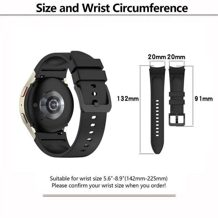 KALEBOL Silicone Watch Strap for Samsung Galaxy Watch7 / Watch FE 40mm / Watch6 / Watch 5 Wrist Band with Color Matched Buckle - Light Grey