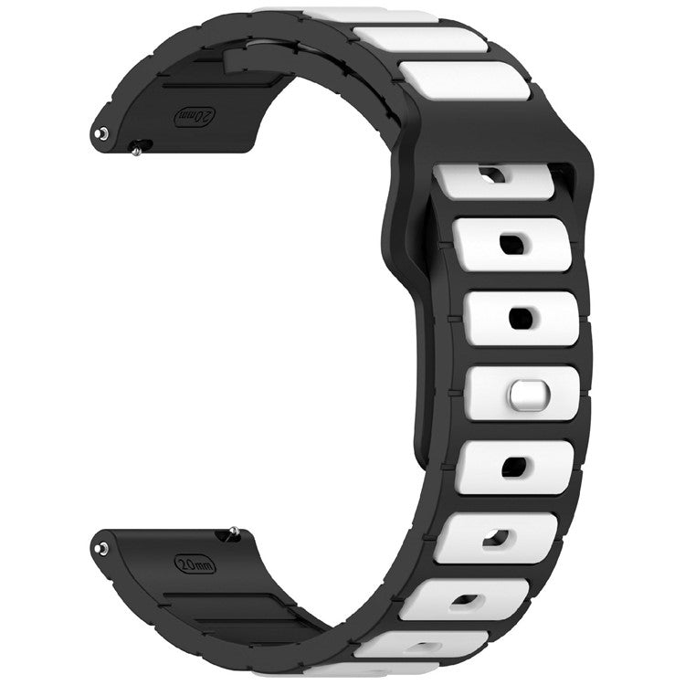 KALEBOL 22mm Dual Color Silicone Strap for Samsung Galaxy Watch3 45mm / Huawei Watch GT 5 46mm / GT 5 Pro 46mm Watch Band - Black+White