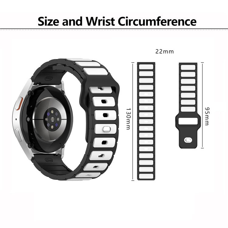 KALEBOL 22mm Dual Color Silicone Strap for Samsung Galaxy Watch3 45mm / Huawei Watch GT 5 46mm / GT 5 Pro 46mm Watch Band - Black+Orange