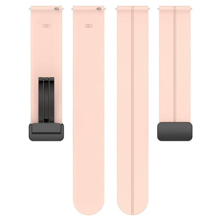 KALEBOL 20mm Magnetic Buckle Strap for Samsung Galaxy Watch6 Classic 47mm / 43mm / Huawei Watch GT 3 Pro 43mm Silicone Watch Band - Pink