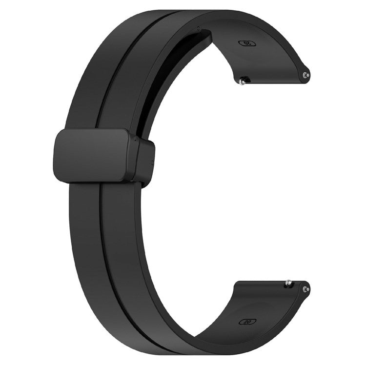 KALEBOL 20mm Magnetic Buckle Strap for Samsung Galaxy Watch6 Classic 47mm / 43mm / Huawei Watch GT 3 Pro 43mm Silicone Watch Band - Black
