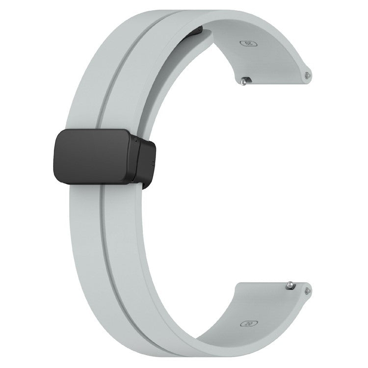 KALEBOL 20mm Magnetic Buckle Strap for Samsung Galaxy Watch6 Classic 47mm / 43mm / Huawei Watch GT 3 Pro 43mm Silicone Watch Band - Light Grey