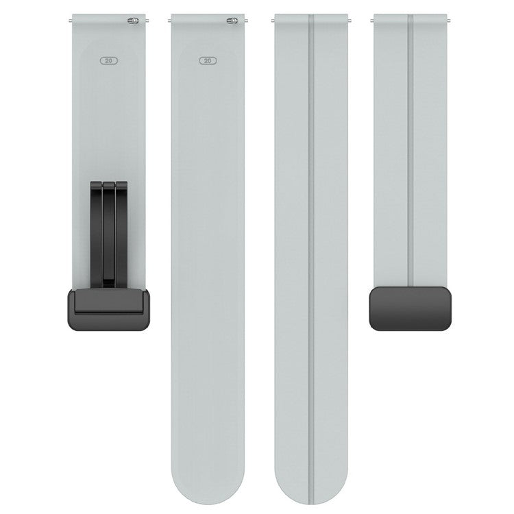 KALEBOL 20mm Magnetic Buckle Strap for Samsung Galaxy Watch6 Classic 47mm / 43mm / Huawei Watch GT 3 Pro 43mm Silicone Watch Band - Light Grey