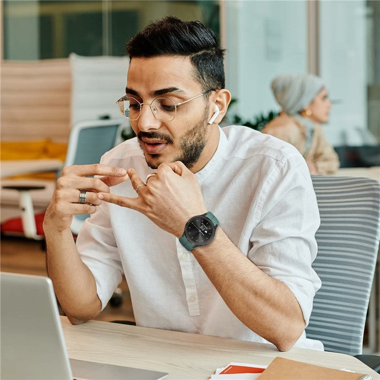 KALEBOL 22mm Magnetic Buckle Strap for Samsung Galaxy Watch3 45mm / Huawei Watch GT 5 46mm / GT 5 Pro 46mm Silicone Watch Band - Olive Green