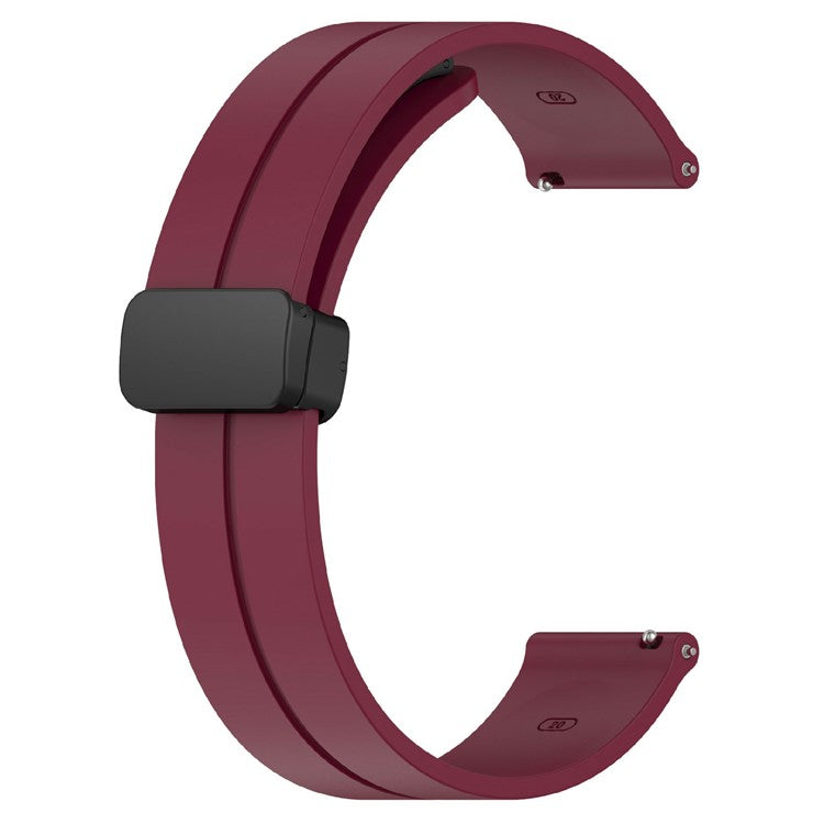KALEBOL 22mm Magnetic Buckle Strap for Samsung Galaxy Watch3 45mm / Huawei Watch GT 5 46mm / GT 5 Pro 46mm Silicone Watch Band - Wine Red