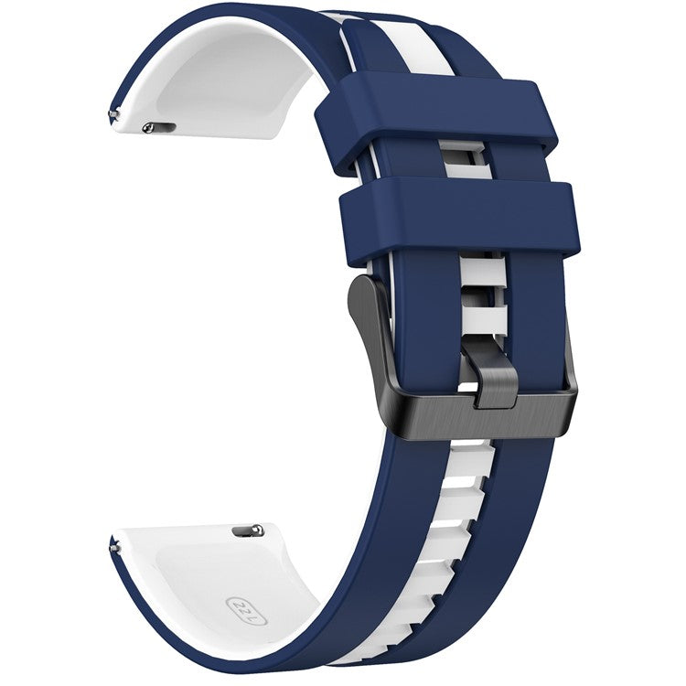 KALEBOL 20mm Dual Color Silicone Strap for Samsung Galaxy Watch6 Classic 47mm / 43mm / Huawei Watch GT 3 Pro 43mm Watch Band - Dark Blue+White