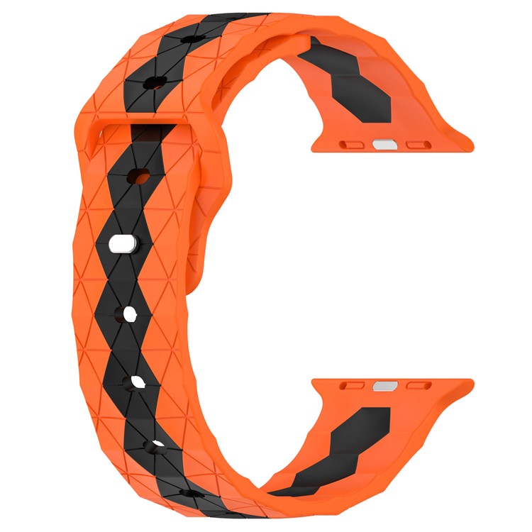 KALEBOL Football Pattern Silicone Strap for Apple Watch Series 10 Ultra 9 8 7 SE 6 5 4 3 2 1 46mm 49mm 45mm 44mm 42mm Watch Band - Orange+Black