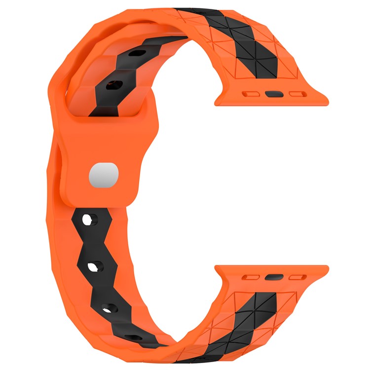 KALEBOL Football Pattern Silicone Strap for Apple Watch Series 10 Ultra 9 8 7 SE 6 5 4 3 2 1 46mm 49mm 45mm 44mm 42mm Watch Band - Orange+Black