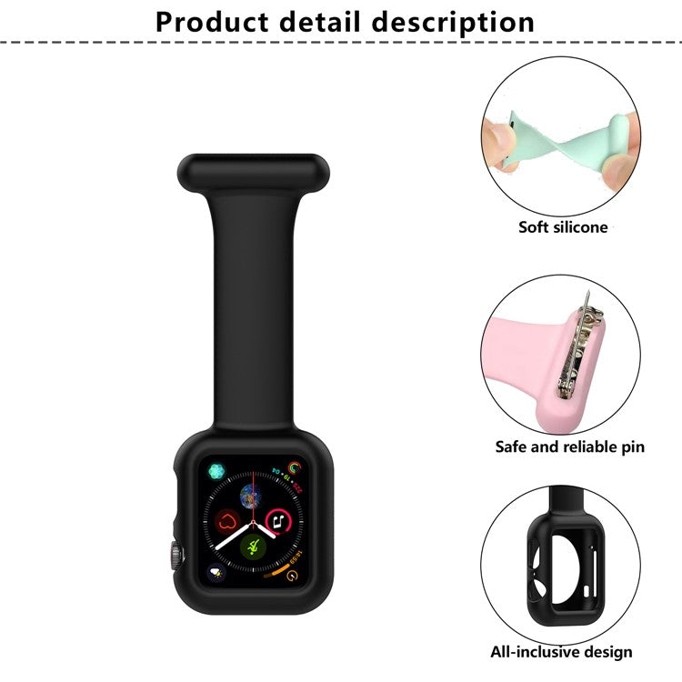 KALEBOL Watch Strap with Brooch Pin for Apple Watch Series 10 Ultra 9 8 7 SE 6 5 4 3 2 1 46mm 49mm 45mm 44mm 42mm Silicone Watch Band - Black