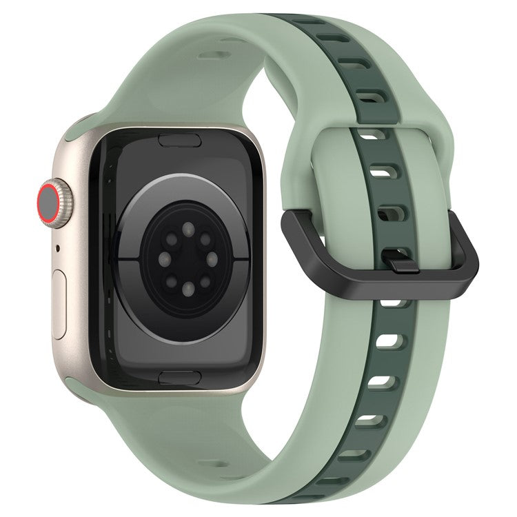 KALEBOL Dual Color Silicone Strap for Apple Watch Series 10 9 8 7 SE 6 5 4 3 2 1 42mm 41mm 40mm 38mm Watch Band - Light Green+Blackish Green