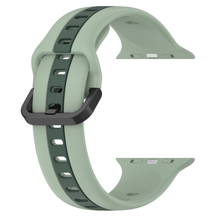 KALEBOL Dual Color Silicone Strap for Apple Watch Series 10 9 8 7 SE 6 5 4 3 2 1 42mm 41mm 40mm 38mm Watch Band - Light Green+Blackish Green
