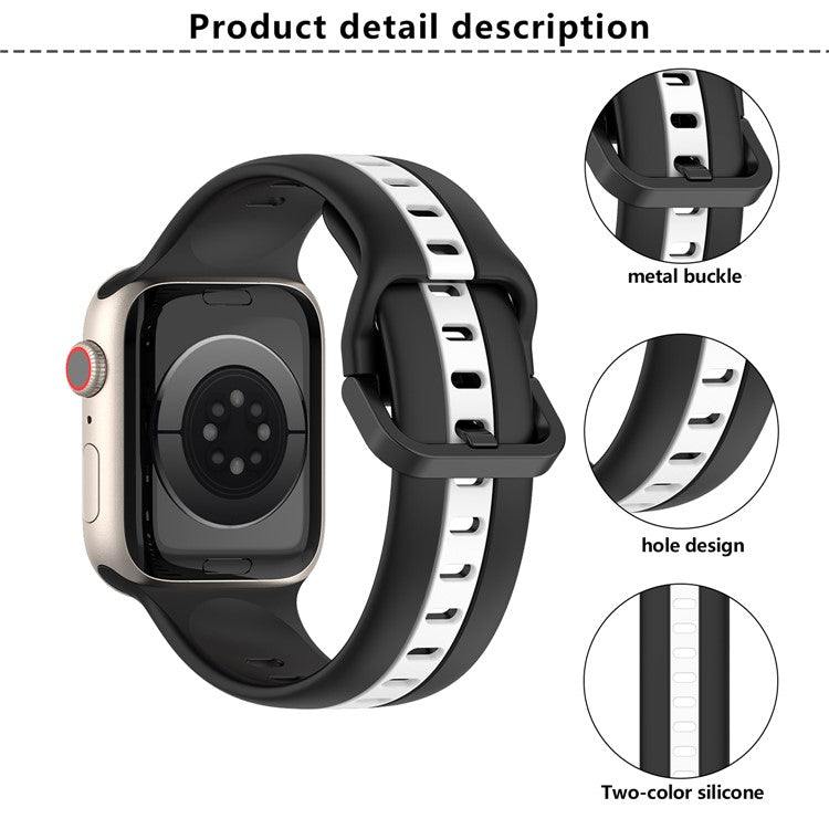 KALEBOL Dual Color Silicone Strap for Apple Watch Series 10 9 8 7 SE 6 5 4 3 2 1 42mm 41mm 40mm 38mm Watch Band - Light Green+Blackish Green