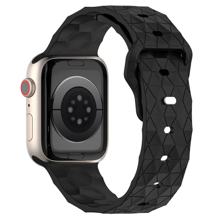 KALEBOL Football Texture Silicone Strap for Apple Watch Series 10 Ultra 9 8 7 SE 6 5 4 3 2 1 46mm 49mm 45mm 44mm 42mm Watch Band - Black