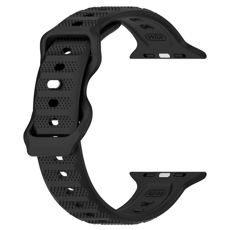 KALEBOL Dots Silicone Strap for Apple Watch Series 10 9 8 7 SE 6 5 4 3 2 1 42mm 41mm 40mm 38mm Reverse Buckle Watch Band - Black