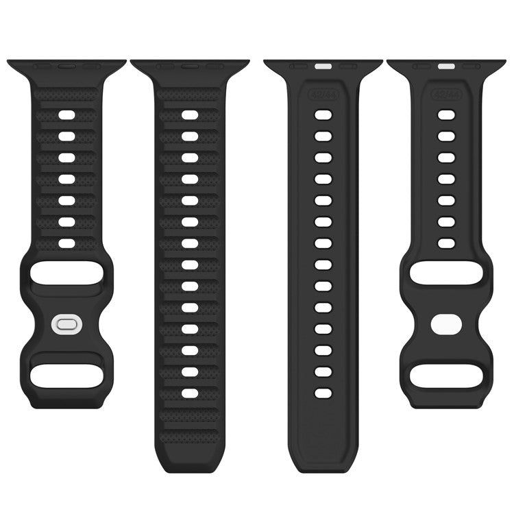KALEBOL Dots Silicone Strap for Apple Watch Series 10 9 8 7 SE 6 5 4 3 2 1 42mm 41mm 40mm 38mm Reverse Buckle Watch Band - Black