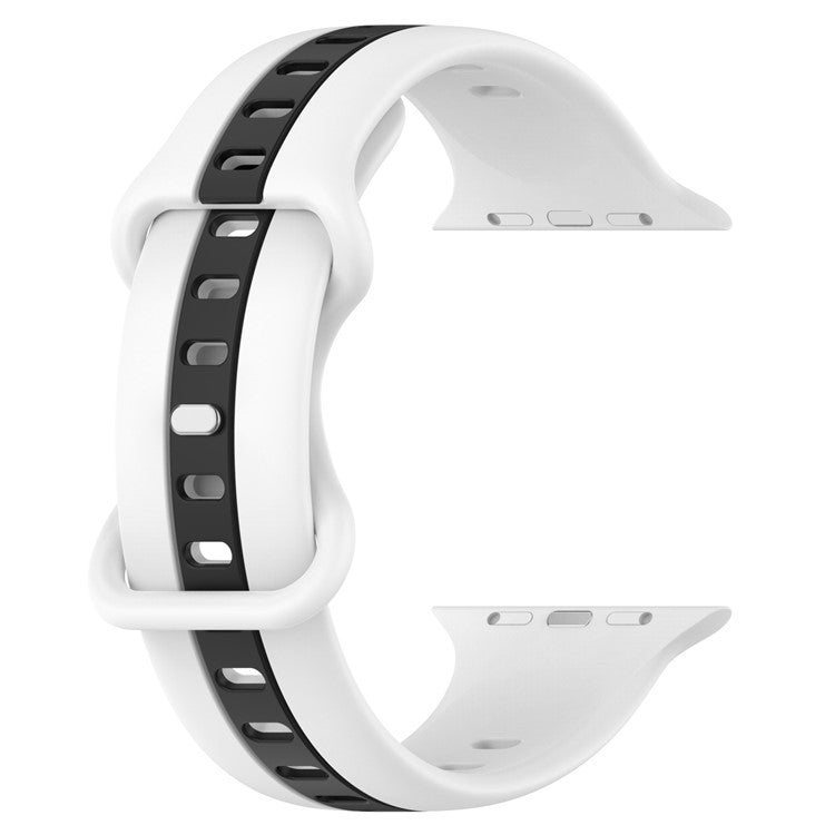 KALEBOL Dual Color Silicone Strap for Apple Watch Series 10 Ultra 9 8 7 SE 6 5 4 3 2 1 46mm 49mm 45mm 44mm 42mm Watch Band - White+Black