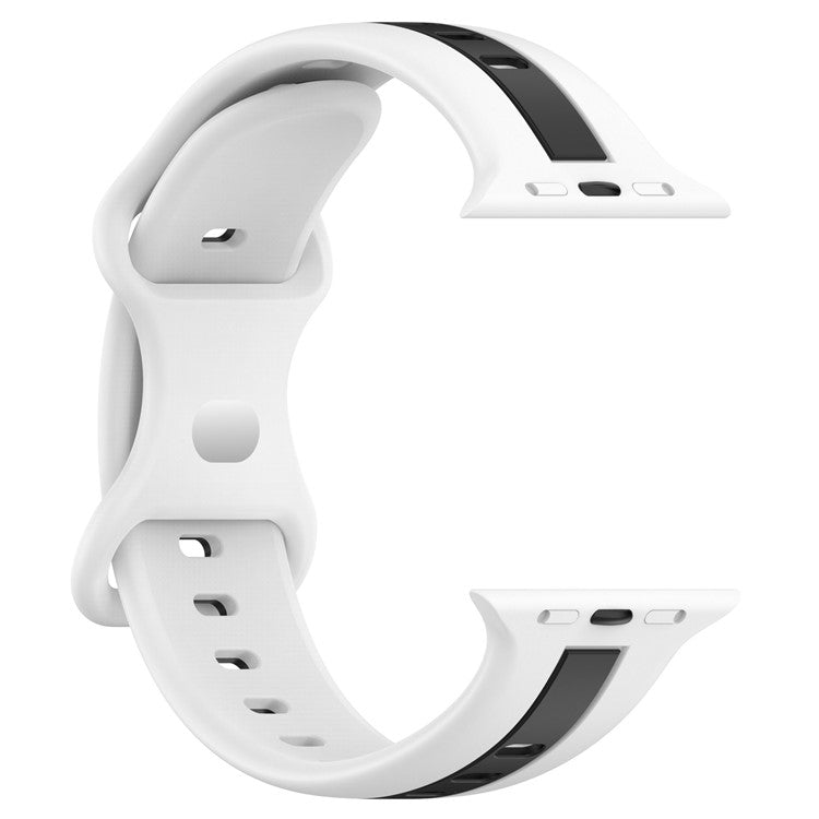 KALEBOL Dual Color Silicone Strap for Apple Watch Series 10 Ultra 9 8 7 SE 6 5 4 3 2 1 46mm 49mm 45mm 44mm 42mm Watch Band - White+Black