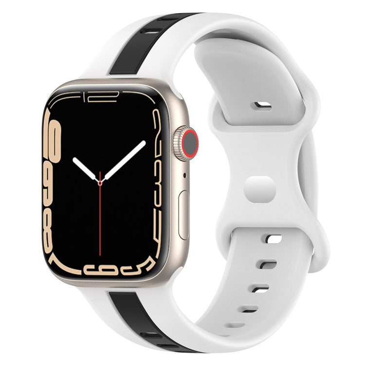 KALEBOL Dual Color Silicone Strap for Apple Watch Series 10 Ultra 9 8 7 SE 6 5 4 3 2 1 46mm 49mm 45mm 44mm 42mm Watch Band - White+Black