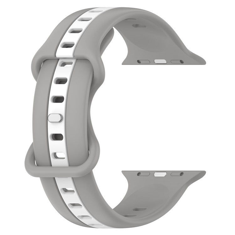 KALEBOL Dual Color Silicone Strap for Apple Watch Series 10 Ultra 9 8 7 SE 6 5 4 3 2 1 46mm 49mm 45mm 44mm 42mm Watch Band - Light Grey+White
