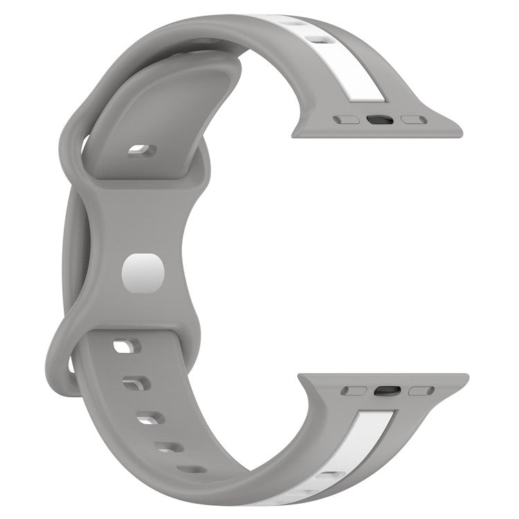KALEBOL Dual Color Silicone Strap for Apple Watch Series 10 Ultra 9 8 7 SE 6 5 4 3 2 1 46mm 49mm 45mm 44mm 42mm Watch Band - Light Grey+White