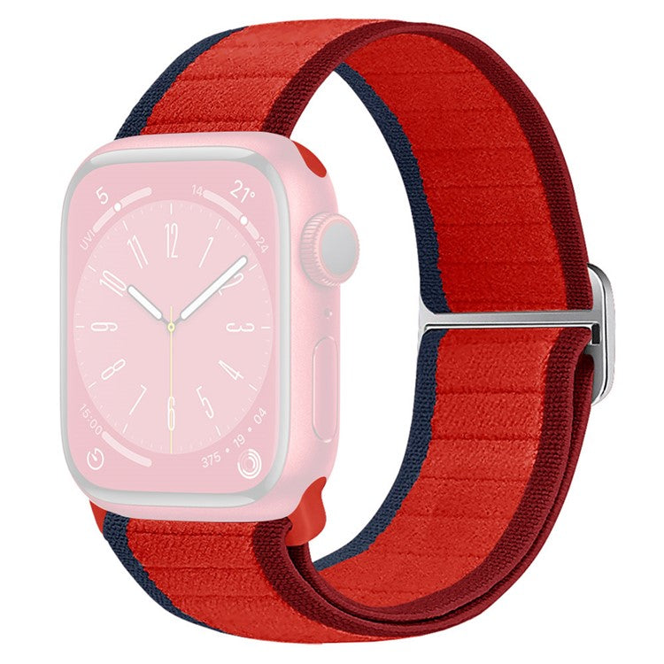Watch Band For Apple Watch Series 10 9 8 7 SE 6 5 4 3 2 1 42mm 41mm 40mm 38mm Elastic Nylon Figure-8 Buckle Strap - Red