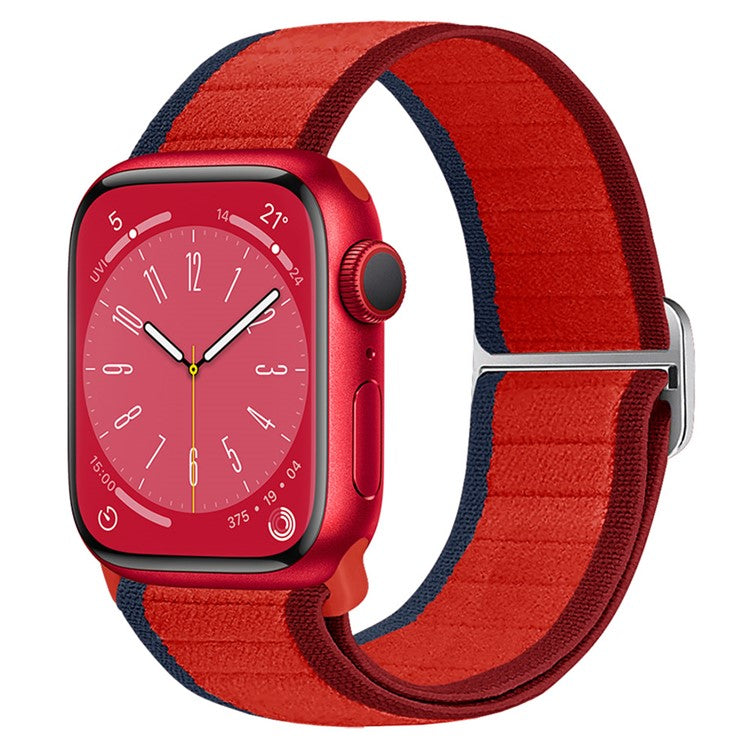 Watch Band For Apple Watch Series 10 9 8 7 SE 6 5 4 3 2 1 42mm 41mm 40mm 38mm Elastic Nylon Figure-8 Buckle Strap - Red
