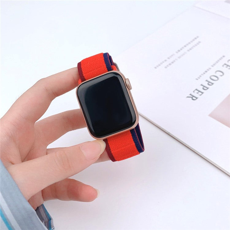 Watch Band For Apple Watch Series 10 9 8 7 SE 6 5 4 3 2 1 42mm 41mm 40mm 38mm Elastic Nylon Figure-8 Buckle Strap - Red
