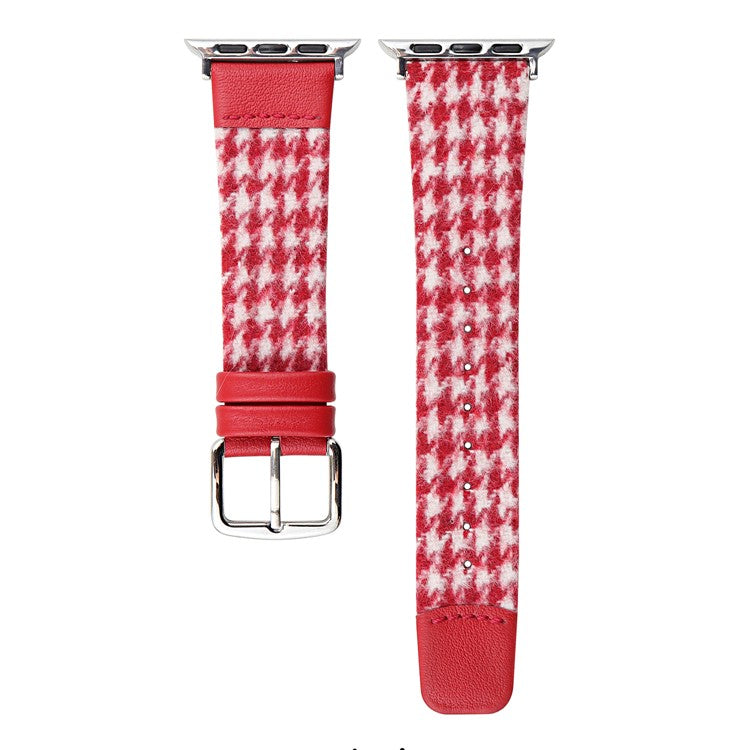Woolen Fabric Leather Strap for Apple Watch Series 10 Ultra 9 8 7 SE 6 5 4 3 2 1 46mm 49mm 45mm 44mm 42mm Watch Band - Red