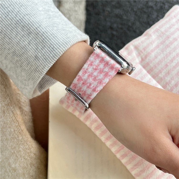 Woolen Fabric Leather Strap for Apple Watch Series 10 Ultra 9 8 7 SE 6 5 4 3 2 1 46mm 49mm 45mm 44mm 42mm Watch Band - Red