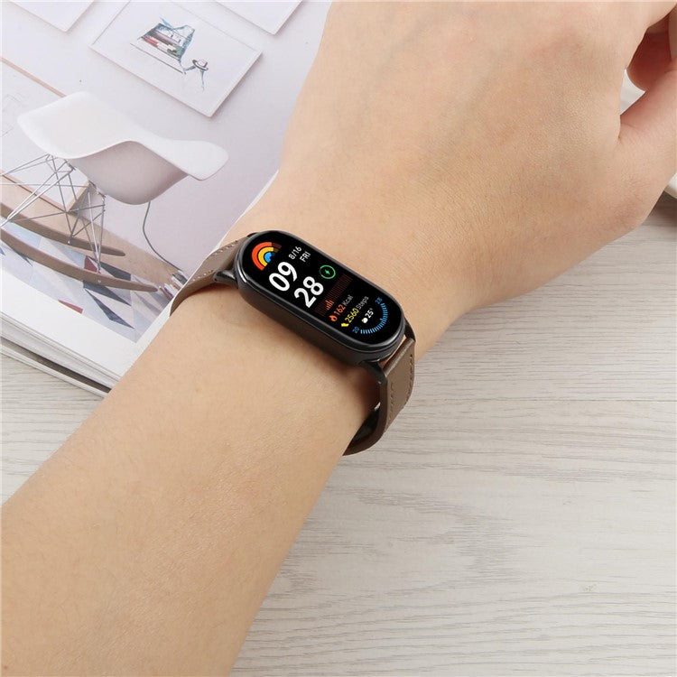 For Xiaomi Smart Band 9 / 8 Foldable Magnetic Black Buckle Microfiber Leather Watch Strap - Brown