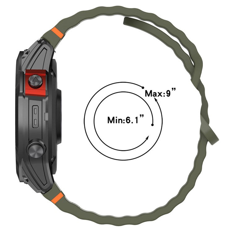 Watch Band for Garmin Fenix 8 51mm / Enduro 3 / Enduro 2 Quick Release Wavy Texture Silicone Strap with Silver Connector - Starlight