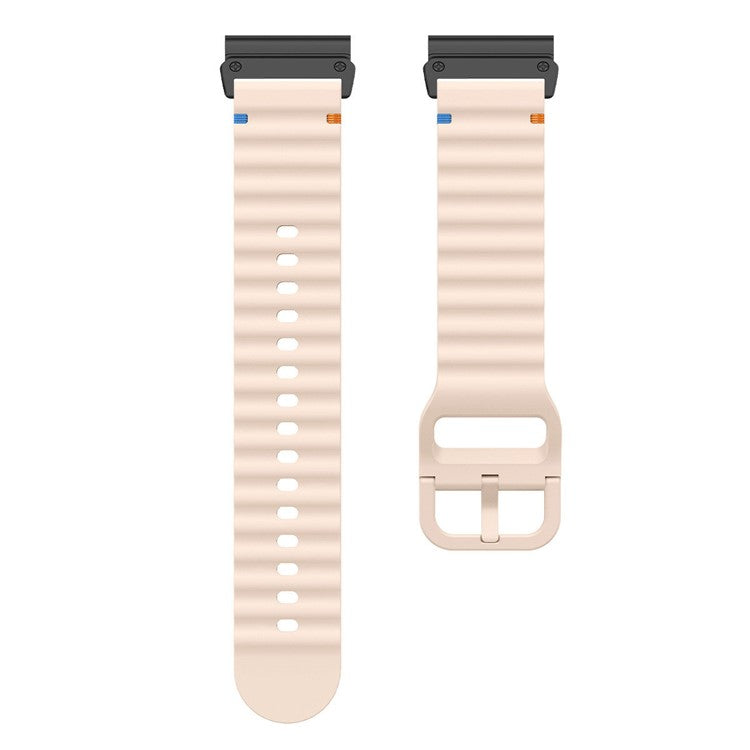 Watch Band for Garmin Fenix 8 51mm / Enduro 3 / Enduro 2 Quick Release Wavy Texture Silicone Strap with Black Connector - Pink
