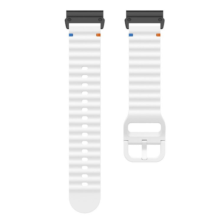 Watch Band for Garmin Fenix 8 51mm / Enduro 3 / Enduro 2 Quick Release Wavy Texture Silicone Strap with Black Connector - White