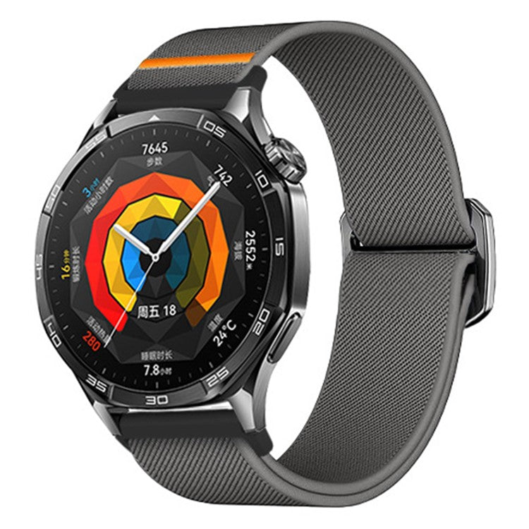 22mm Watch Band For Huawei Watch GT 5 Pro 46mm / GT 5 46mm / GT 4 46mm Elastic Nylon Braided Strap - Dark Grey
