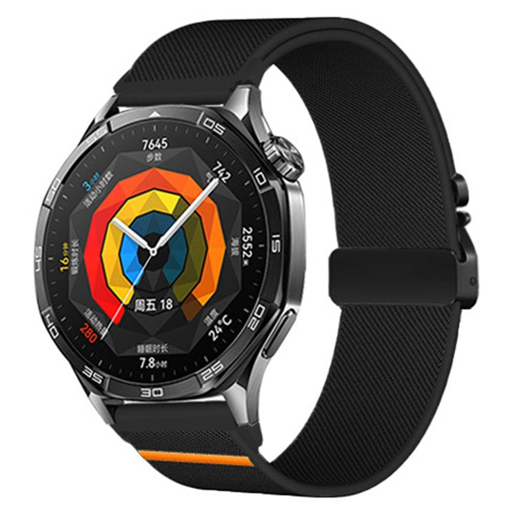 20mm Watch Band for Huawei Watch GT 3 42mm / Samsung Galaxy Watch7 44mm 40mm / Huami Amazfit Bip 3 Elastic Nylon Braided Strap - Black