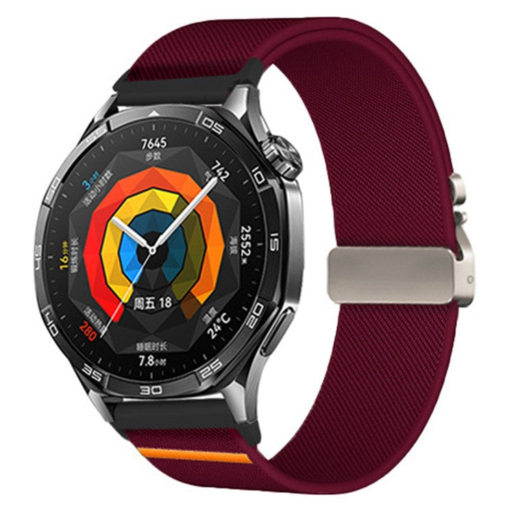 20mm Watch Band for Huawei Watch GT 3 42mm / Samsung Galaxy Watch7 44mm 40mm / Huami Amazfit Bip 3 Elastic Nylon Braided Strap - Wine Red