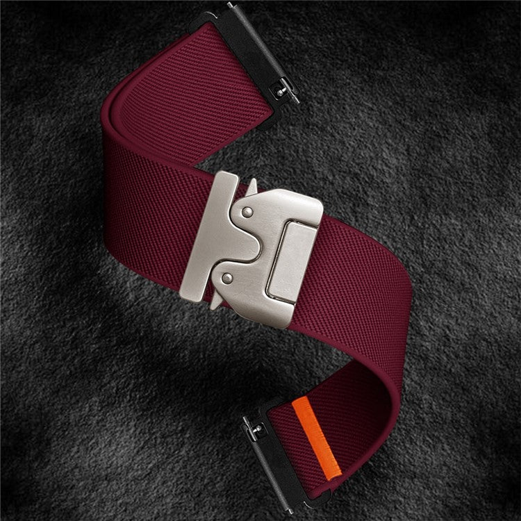 20mm Watch Band for Huawei Watch GT 3 42mm / Samsung Galaxy Watch7 44mm 40mm / Huami Amazfit Bip 3 Elastic Nylon Braided Strap - Wine Red