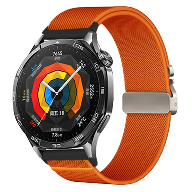 22mm Watch Band For Huawei Watch GT 5 Pro 46mm / GT 5 46mm / GT 4 46mm Elastic Nylon Braided Strap with Bull Head Umbrella Buckle - Orange