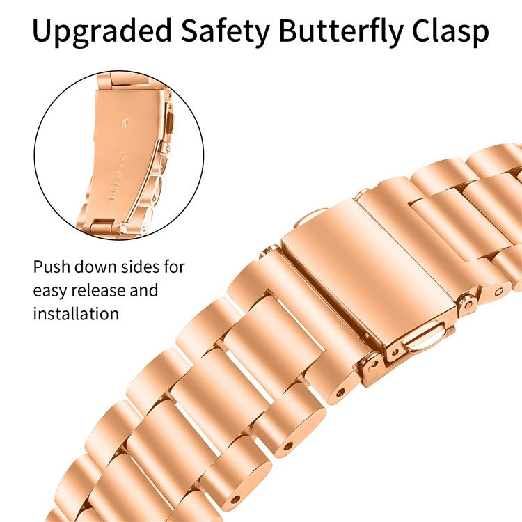 Watch Strap for Apple Watch Series 10 Ultra 9 8 7 SE 6 5 4 3 2 1 46mm 49mm 45mm 44mm 42mm M-Type Stainless Steel Band - Rose Gold