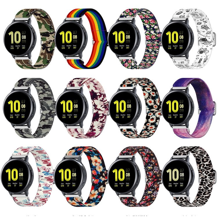 20mm Nylon Watch Band Replacement Watchstrap for Samsung Galaxy Watch Active/Active 2 - Leopard