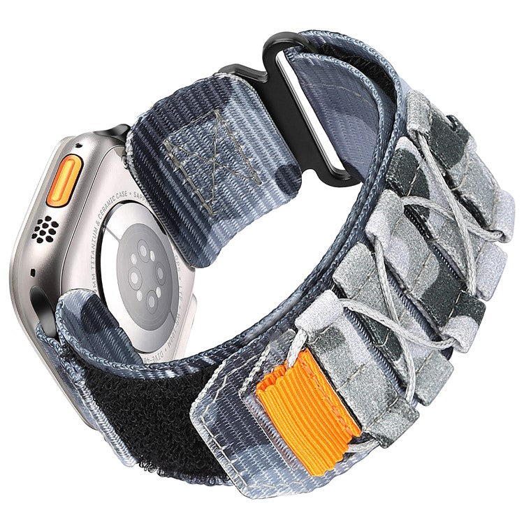 Watch Band For Apple Watch Series 10 9 8 7 SE 6 5 4 3 2 1 42mm 41mm 40mm 38mm Nylon Woven Magic Tape Strap - Grey Camouflage