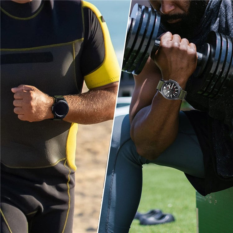 20mm Watch Band For Samsung Galaxy Watch6 Classic 47mm 43mm  /  Huawei Watch GT 3 Pro 43mm  /  GT 3 42mm Nylon Woven Magic Tape Strap - Digital Camouflage