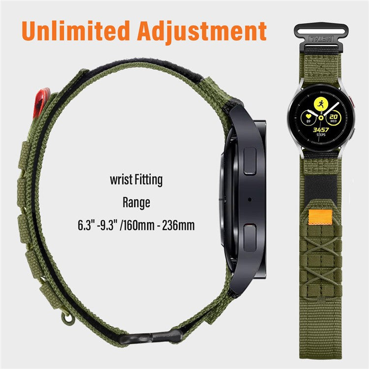 20mm Watch Band For Samsung Galaxy Watch6 Classic 47mm 43mm  /  Huawei Watch GT 3 Pro 43mm  /  GT 3 42mm Nylon Woven Magic Tape Strap - Digital Camouflage