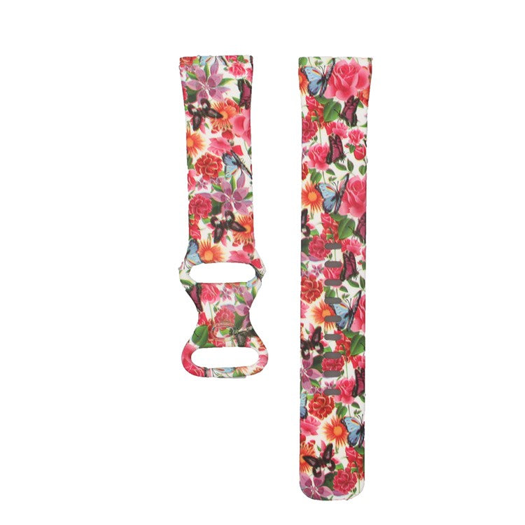 Pattern Printing Design Silicone Watch Band Strap Replacement Size L for Fitbit Versa 3 - Style K