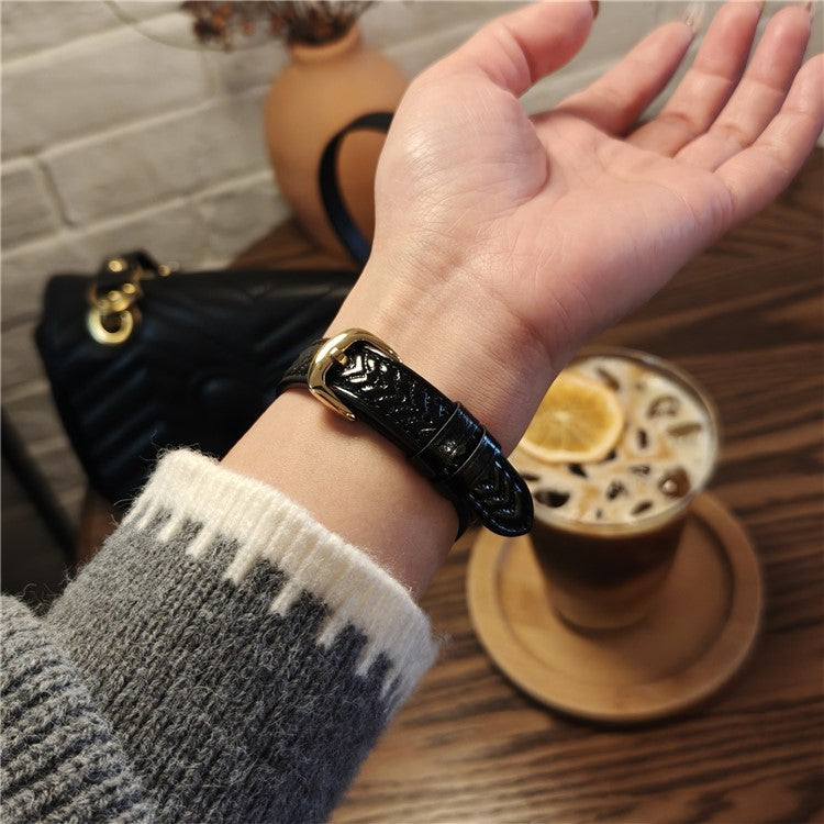 Watch Band For Apple Watch Series 10 Ultra 9 8 7 SE 6 5 4 3 2 1 46mm 49mm 45mm 44mm 42mm Heart Pattern Embossed Genuine Leather Strap - Black