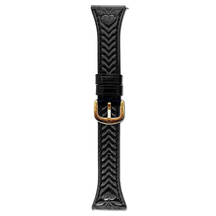 18mm Watch Band For Garmin Venu 3S  /  2S  /  Forerunner 265S  /  255S  /  Vivomove 3S Heart Pattern Embossed Genuine Leather Strap - Black