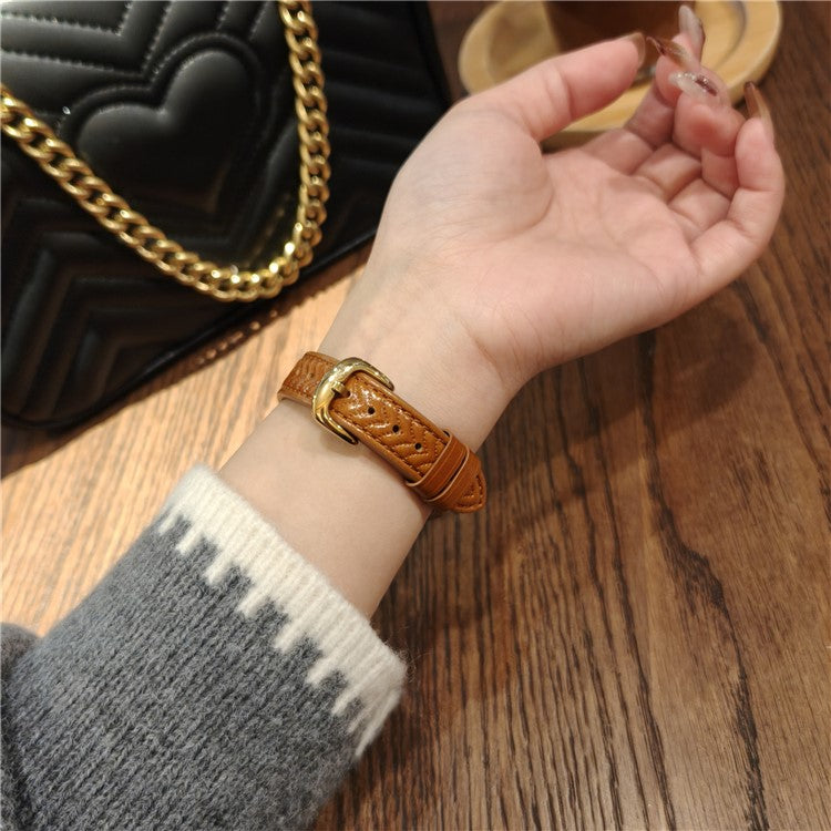 20mm Watch Band For Huawei Watch GT 3 42mm  /  GT 2 42mm  /  Samsung Galaxy Watch7 44mm 40mm Heart Pattern Embossed Genuine Leather Strap - Brown